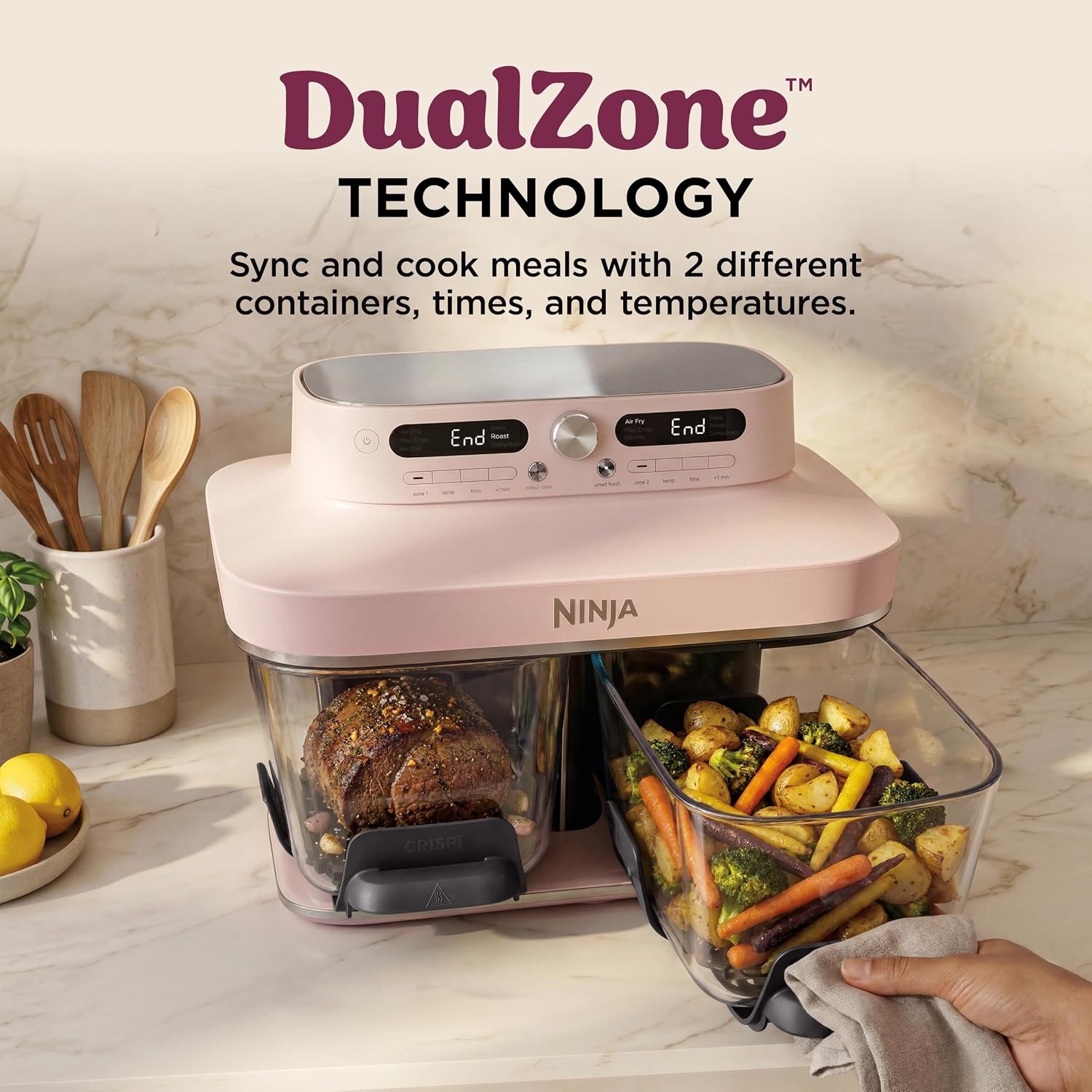 image:imageNinja Crispi DualZone Glass Countertop Air Fryer Vista Green DD101GN2Rose Quartz