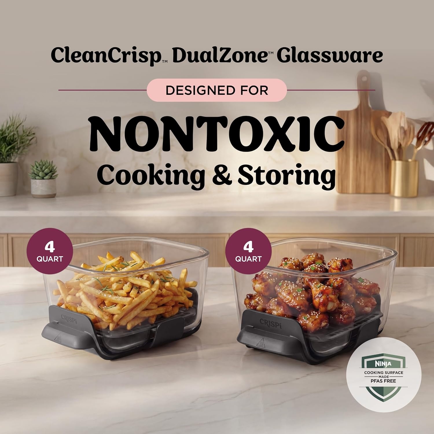 image:imageNinja Crispi DualZone Glass Countertop Air Fryer Vista Green DD101GN2Rose Quartz