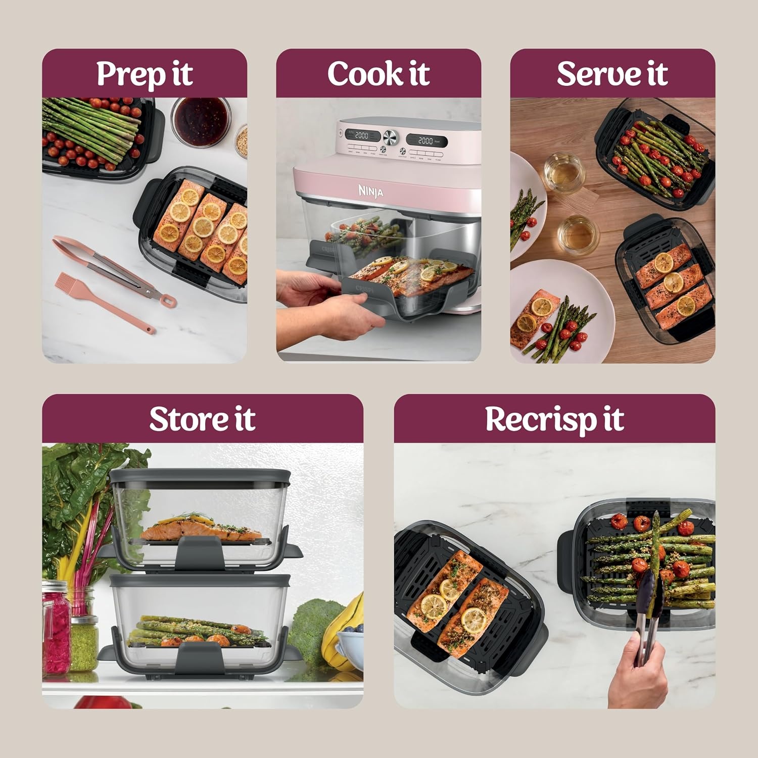 image:imageNinja Crispi DualZone Glass Countertop Air Fryer Vista Green DD101GN2Rose Quartz