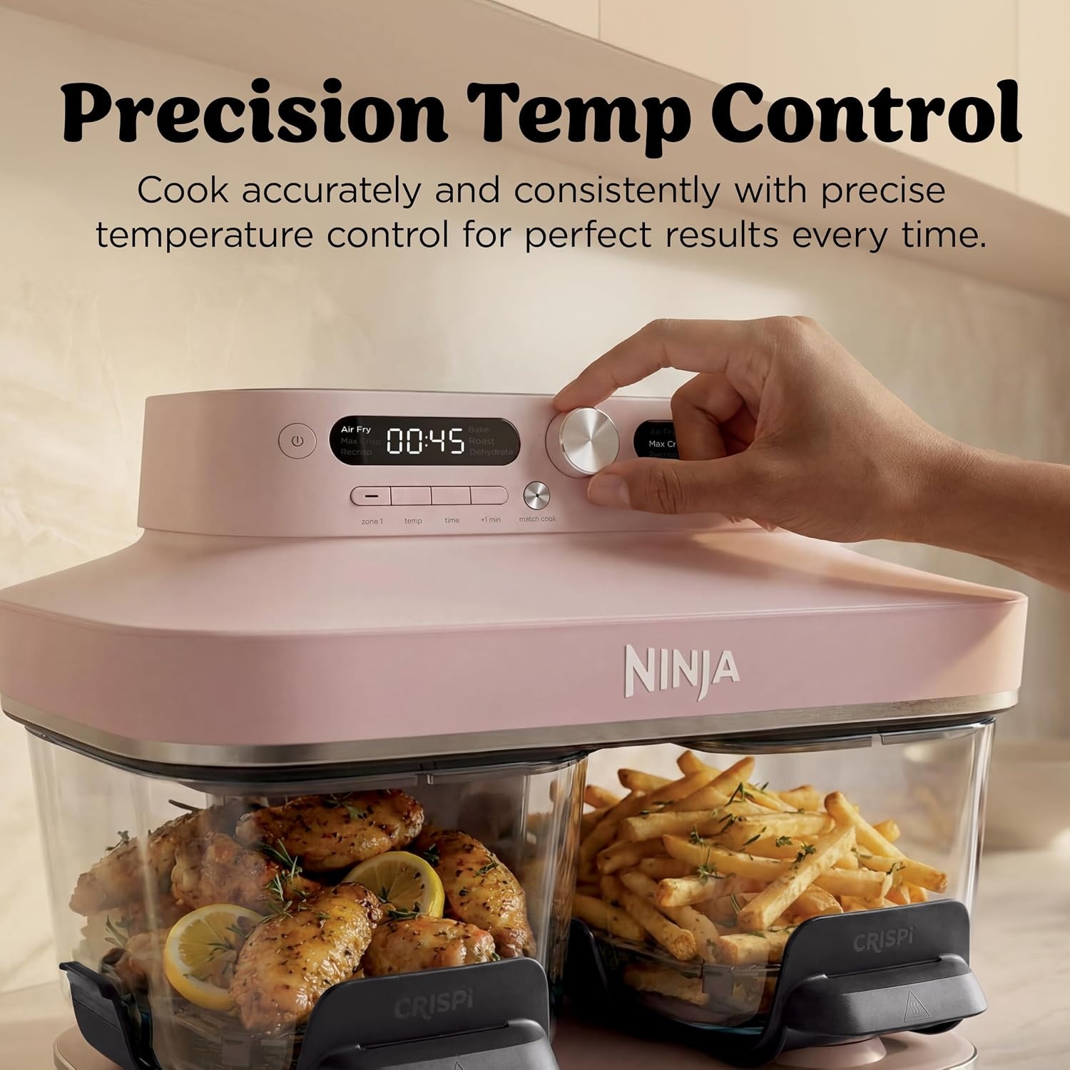 image:imageNinja Crispi DualZone Glass Countertop Air Fryer Vista Green DD101GN2Rose Quartz