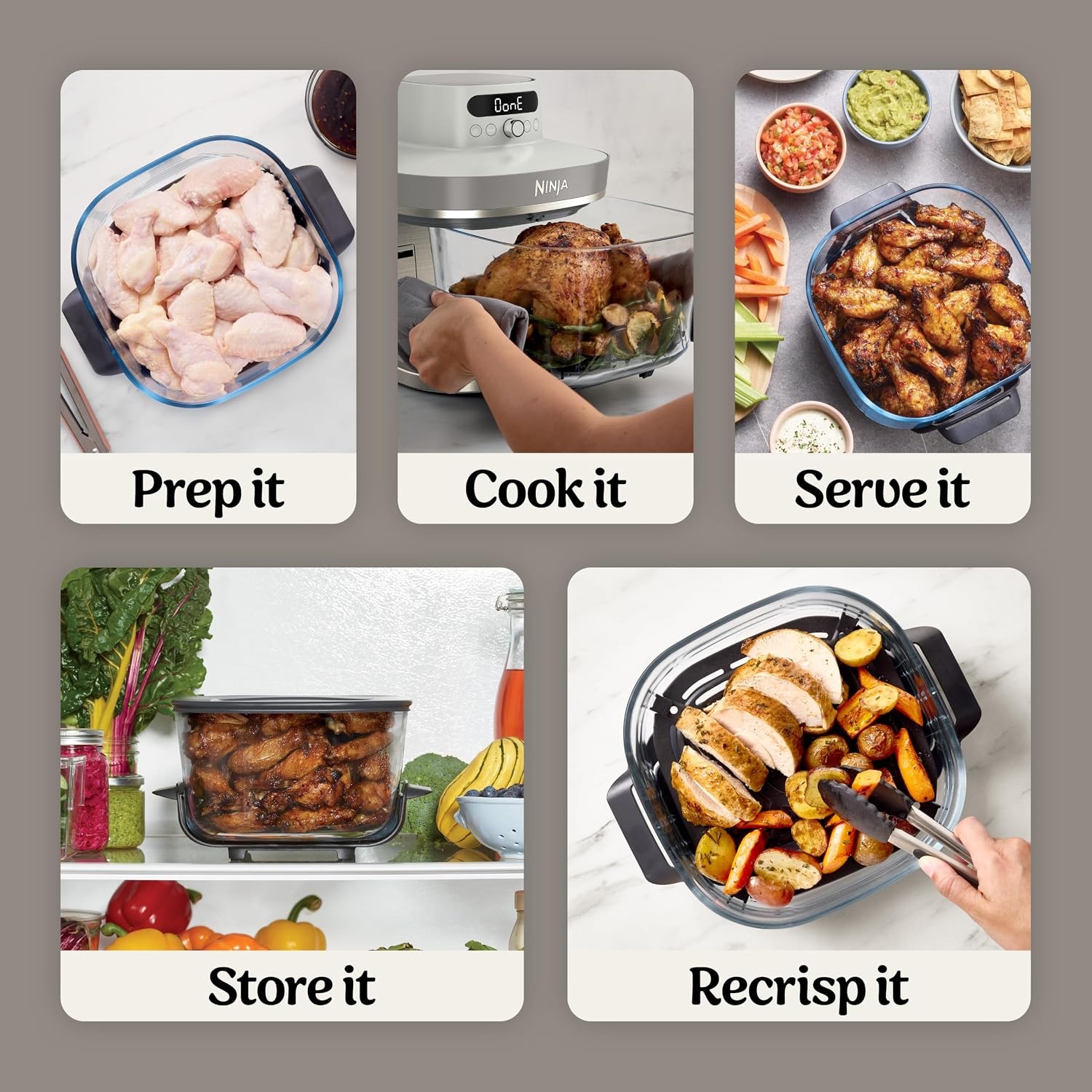 image:imageNinja French Door Premier Air Fry Oven Amazon Exclusive Bone amp ChampagneCrispi Pro Glass Air Fryer