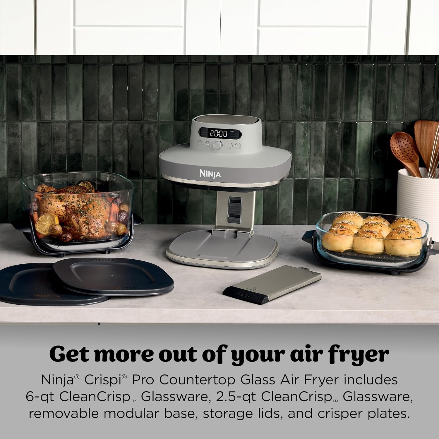 image:imageNinja French Door Premier Air Fry Oven Amazon Exclusive Bone amp ChampagneCrispi Pro Glass Air Fryer