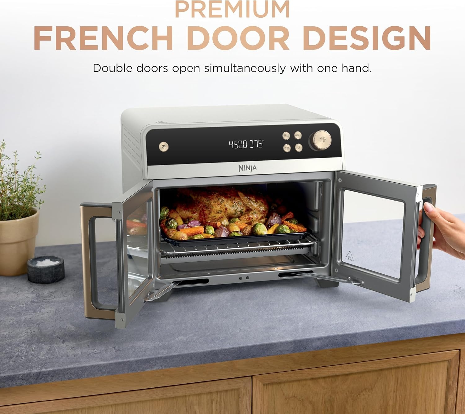 image:imageNinja French Door Premier Air Fry Oven Amazon Exclusive Bone amp ChampagneFrench Door Air FryOven