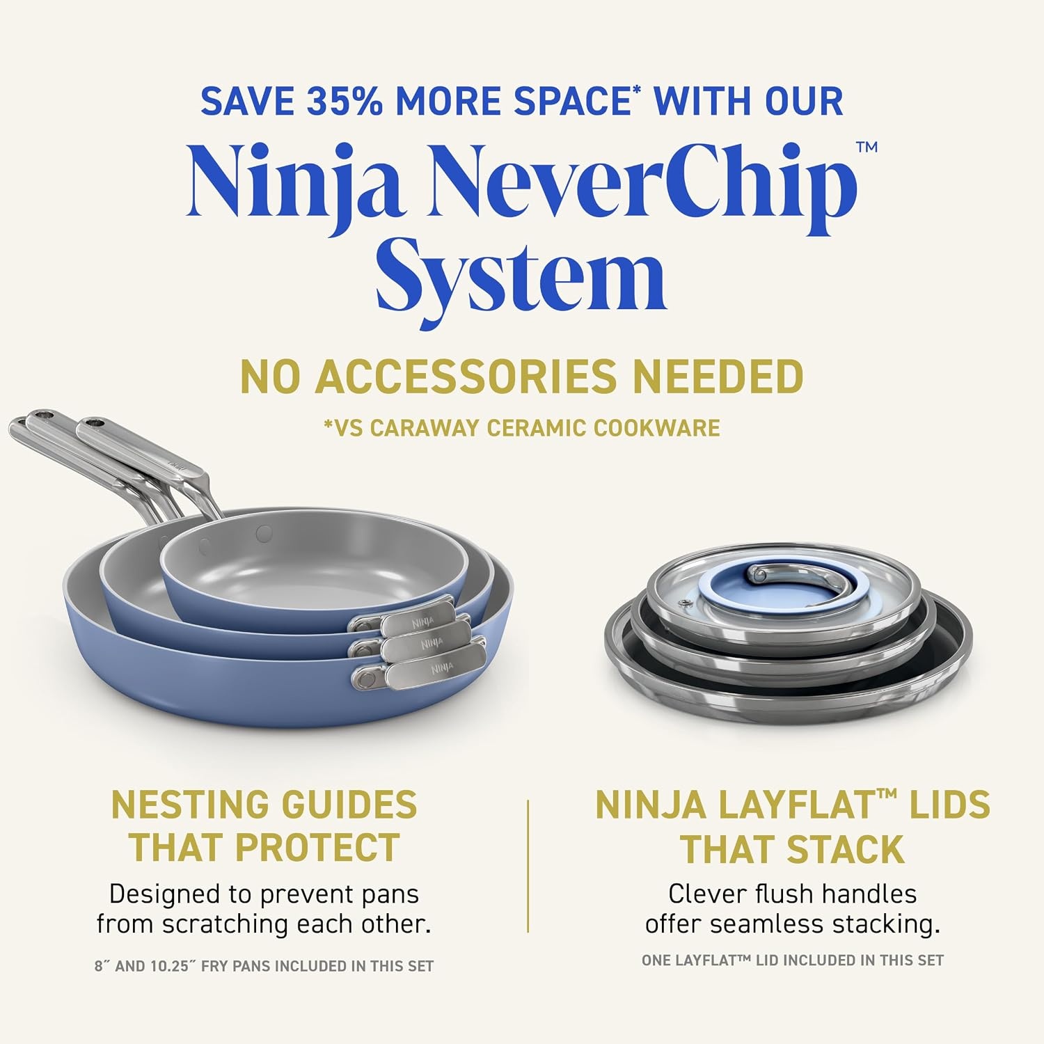 image:imageNinja French Door Premier Air Fry Oven Amazon Exclusive Bone amp ChampagneNeverQuit Cookware Set