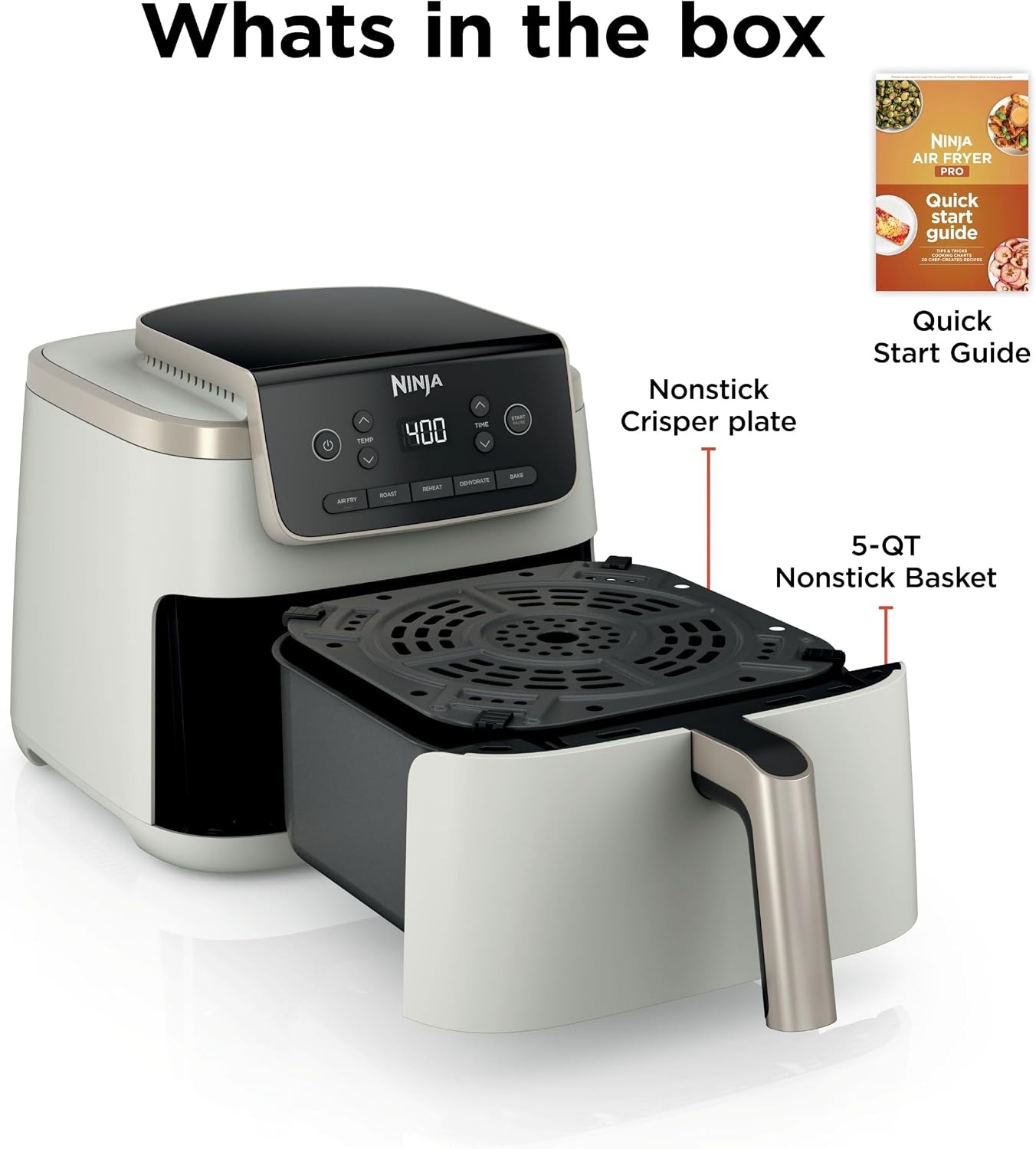 image:imageNinja Air Fryer Pro 5 Qt 5in1 Amazon Exclusive Bone amp Champagne