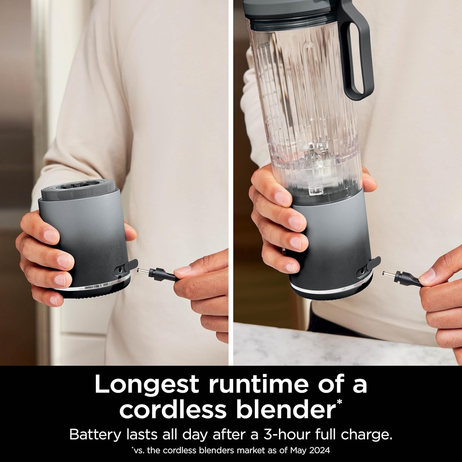 image:imageNinja Blender Blast Max Cordless Personal Blender for Smoothies Frozen Drinks Ice Crush 22 oz Removable Container Leak Proof Lid BPA Free Dishwasher SafeGrey Fresco