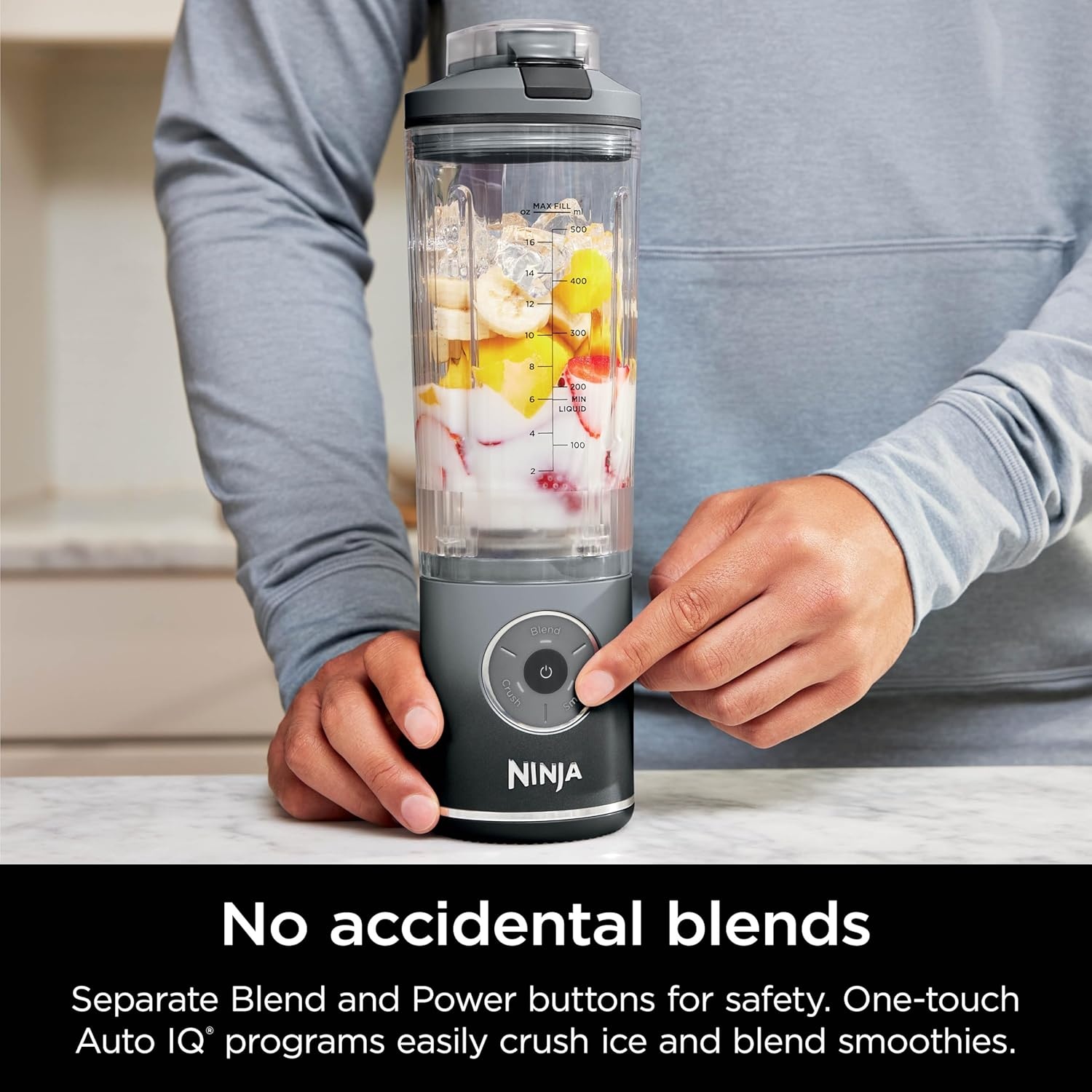 image:imageNinja Blender Blast Max Cordless Personal Blender for Smoothies Frozen Drinks Ice Crush 22 oz Removable Container Leak Proof Lid BPA Free Dishwasher SafeGrey Fresco