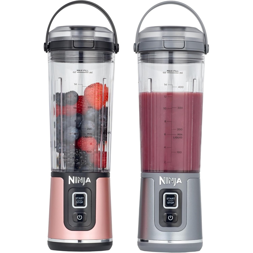 image:imageNinja 2Pack 530ml Blast Portable Blender with Leakproof Lid BC151UKEUGVRose Gold  Metallic Silver Two Pack
