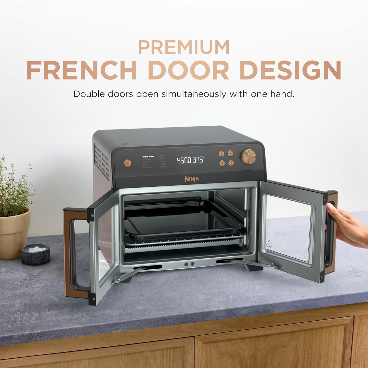 image:imageNinja French Door Premier Air Fry Oven with Cutting Board Steel FO103Black
