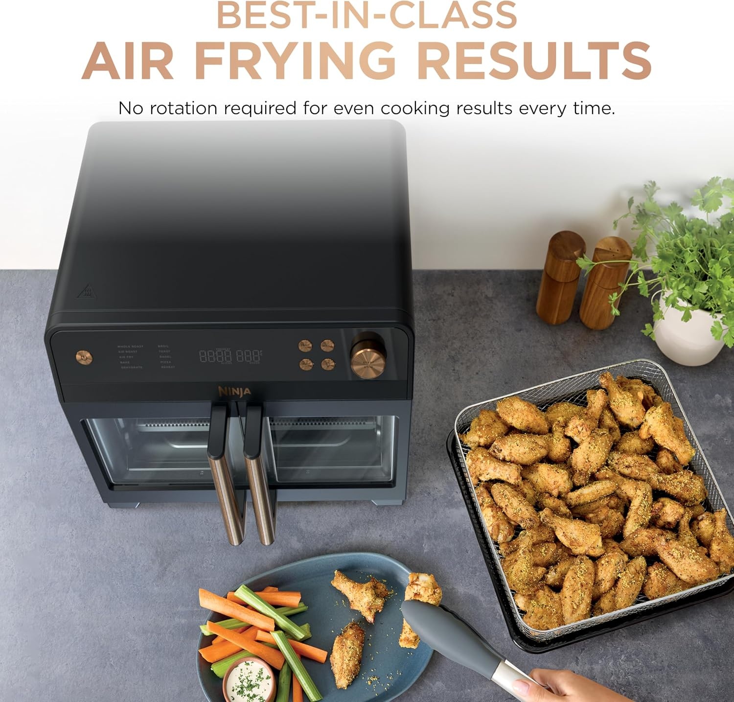 image:imageNinja French Door Premier Air Fry Oven with Cutting Board Steel FO103Black