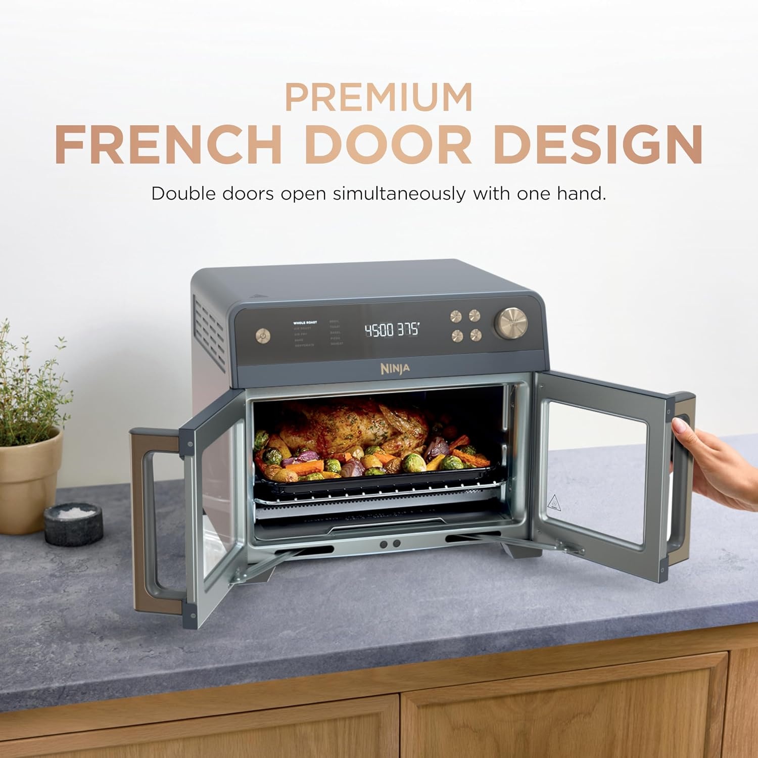 image:imageNinja French Door Premier Air Fry Oven with Cutting Board Steel FO103Cyberspace