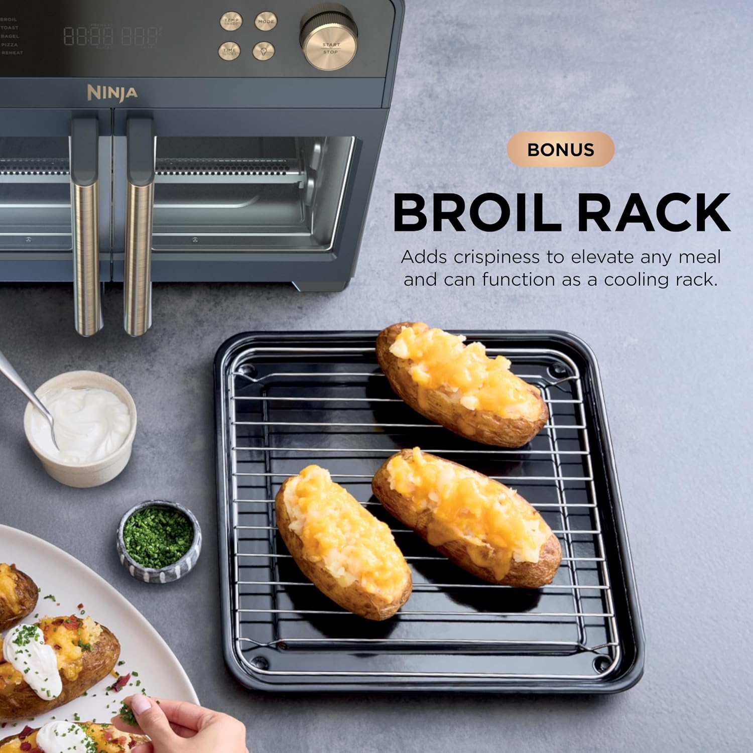 image:imageNinja French Door Premier Air Fry Oven with Cutting Board Steel FO103Cyberspace