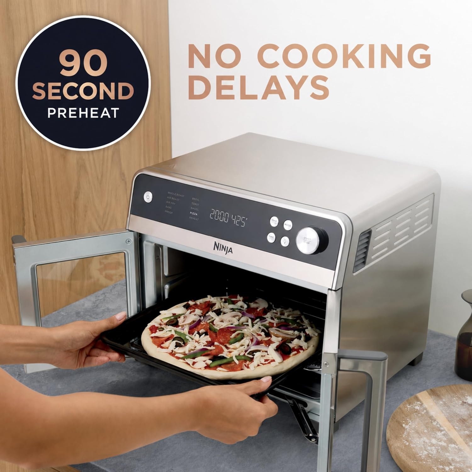 image:imageNinja French Door Premier Air Fry Oven with Cutting Board Steel FO103Silver Cutting Board