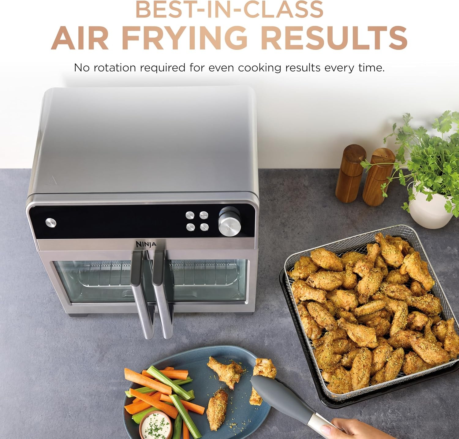 image:imageNinja French Door Premier Air Fry Oven with Cutting Board Steel FO103Silver Cutting Board
