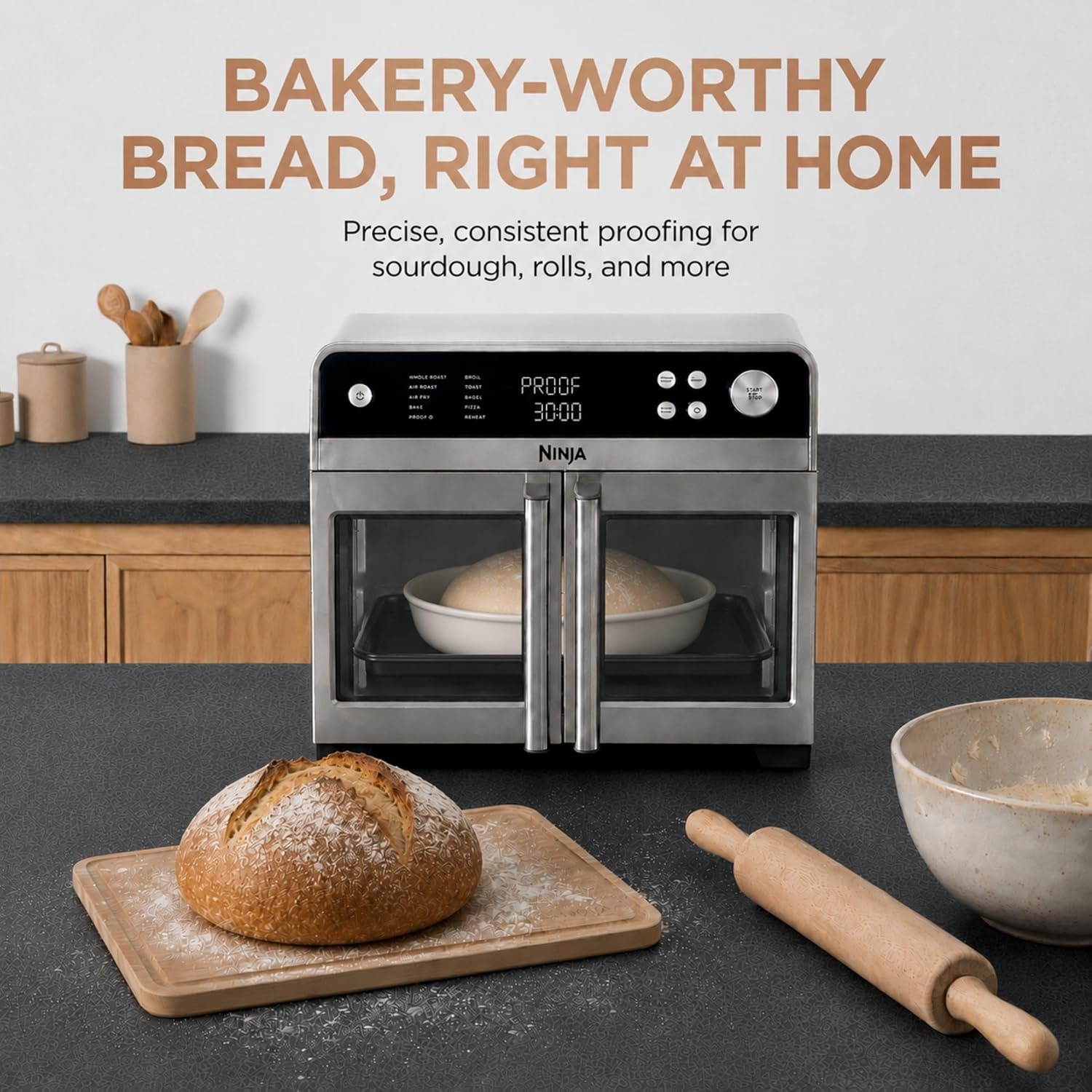 image:imageNinja French Door Premier Air Fry Oven with Cutting Board Steel FO103Silver Cutting Board