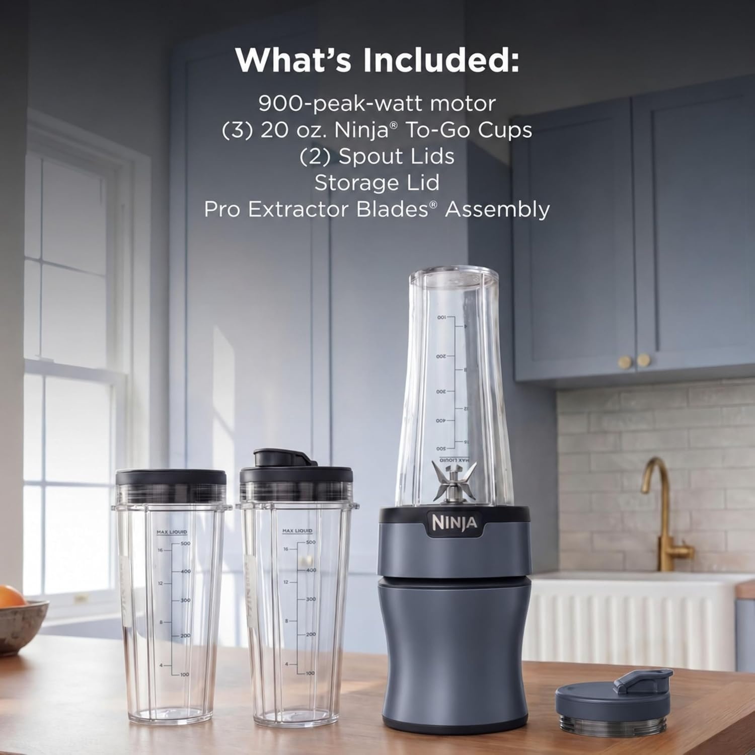 image:imageNinja NutriPlus Personal Blender 900PW 3 20oz Cups Pink BN301PKBRNPush to blend 3 cups Blue