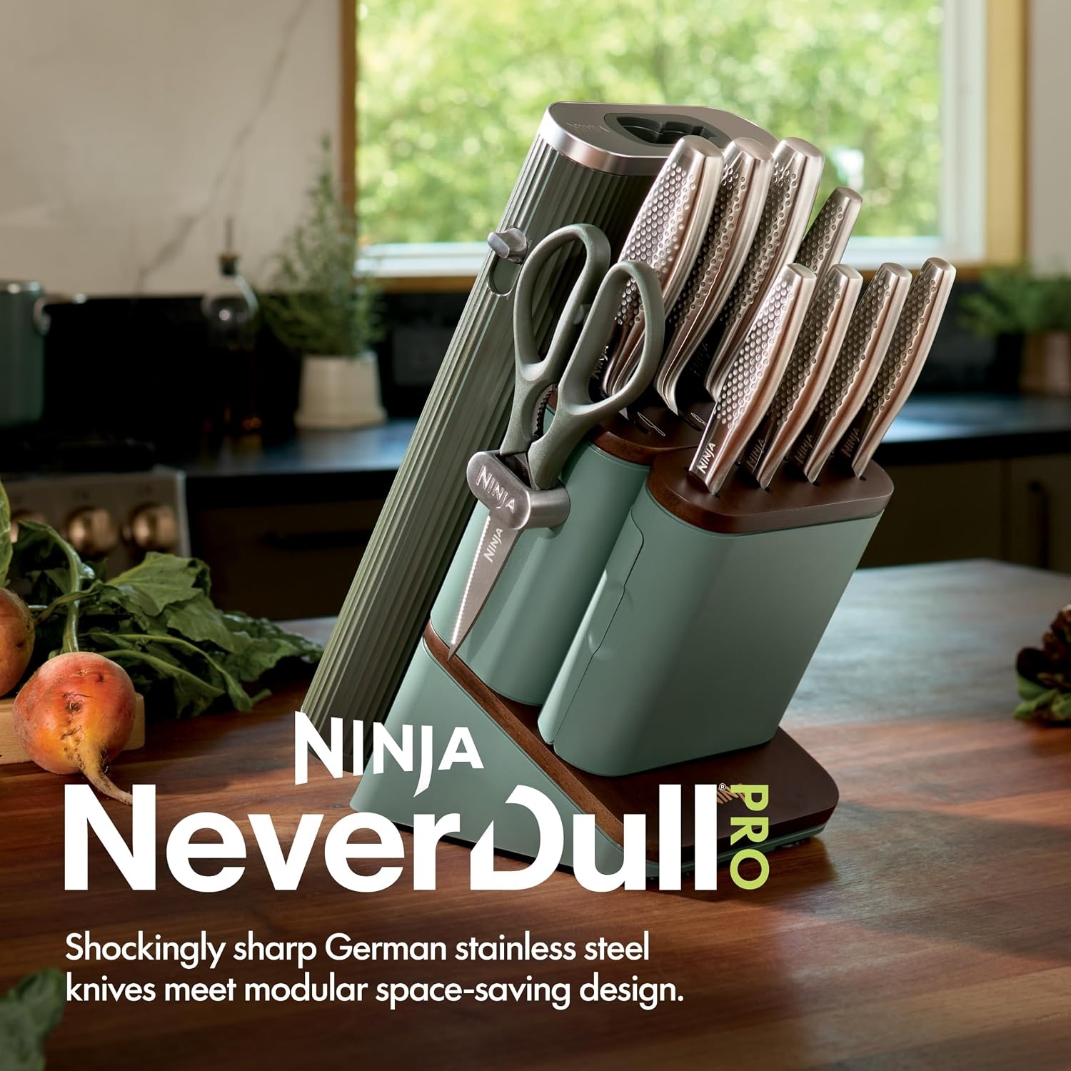 image:imageNinja Premium 11pc Knife Set Removable Sharpener Slate WK62011BK3Slate