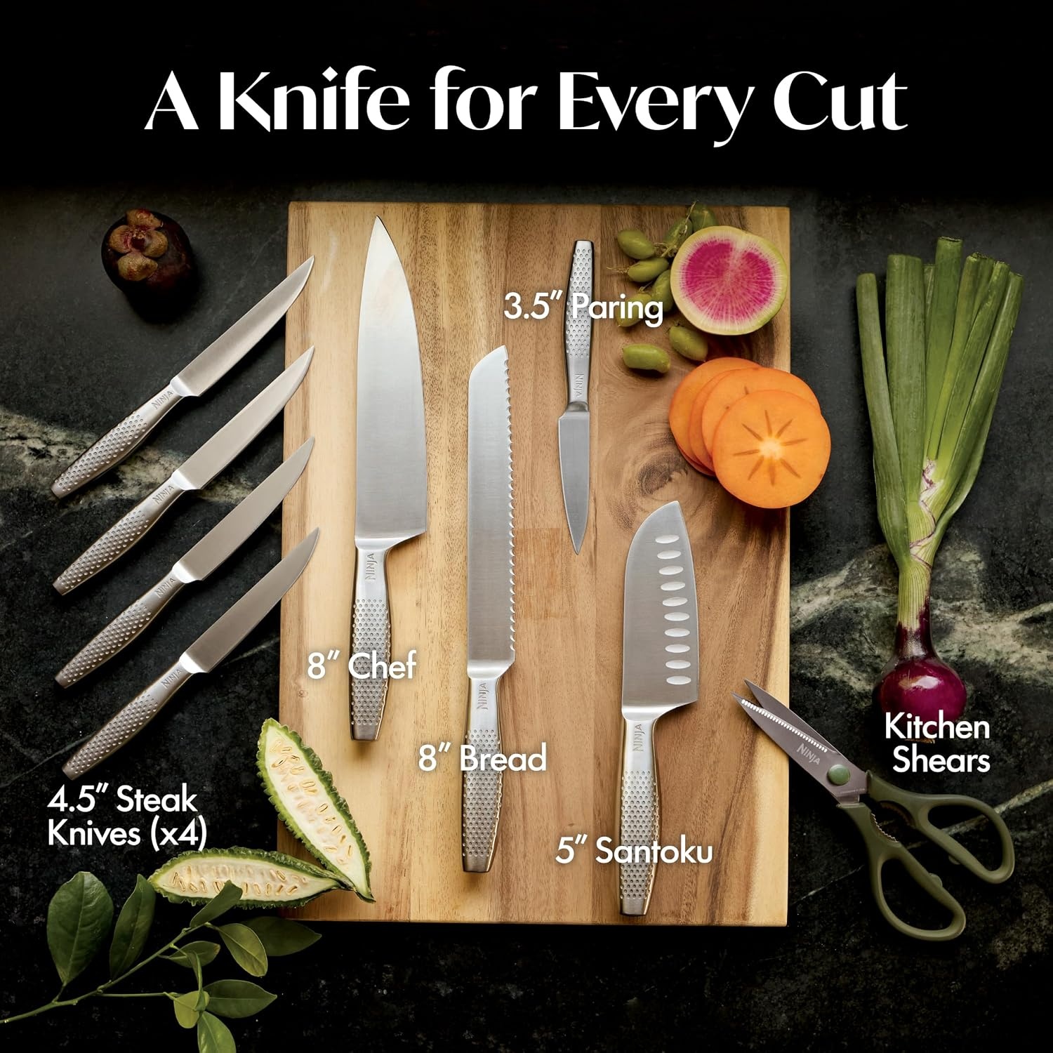 image:imageNinja Premium 11pc Knife Set Removable Sharpener Slate WK62011BK3Slate