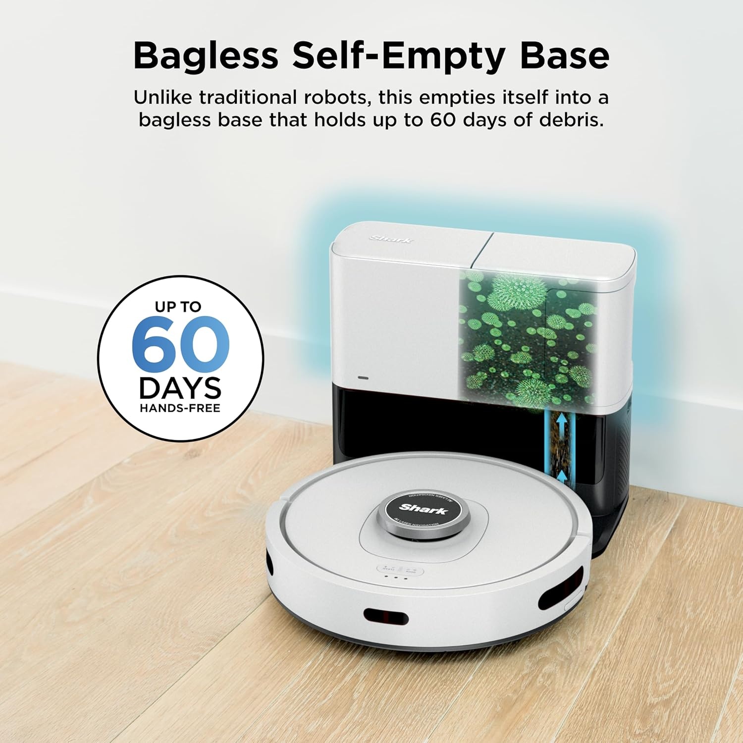 image:imageShark AV2501S AI Ultra Robot Vacuum with Matrix Clean Home Mapping 30Day Capacity HEPA Bagless Self Empty Base Perfect for Pet Hair Wifi Dark GreyBlackSilver