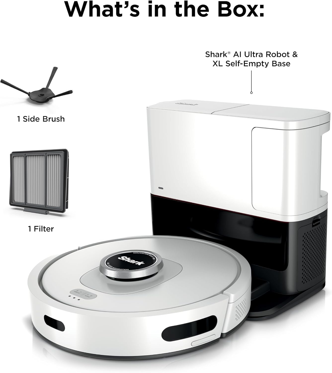 image:imageShark AV2501S AI Ultra Robot Vacuum with Matrix Clean Home Mapping 30Day Capacity HEPA Bagless Self Empty Base Perfect for Pet Hair Wifi Dark GreyBlackSilver