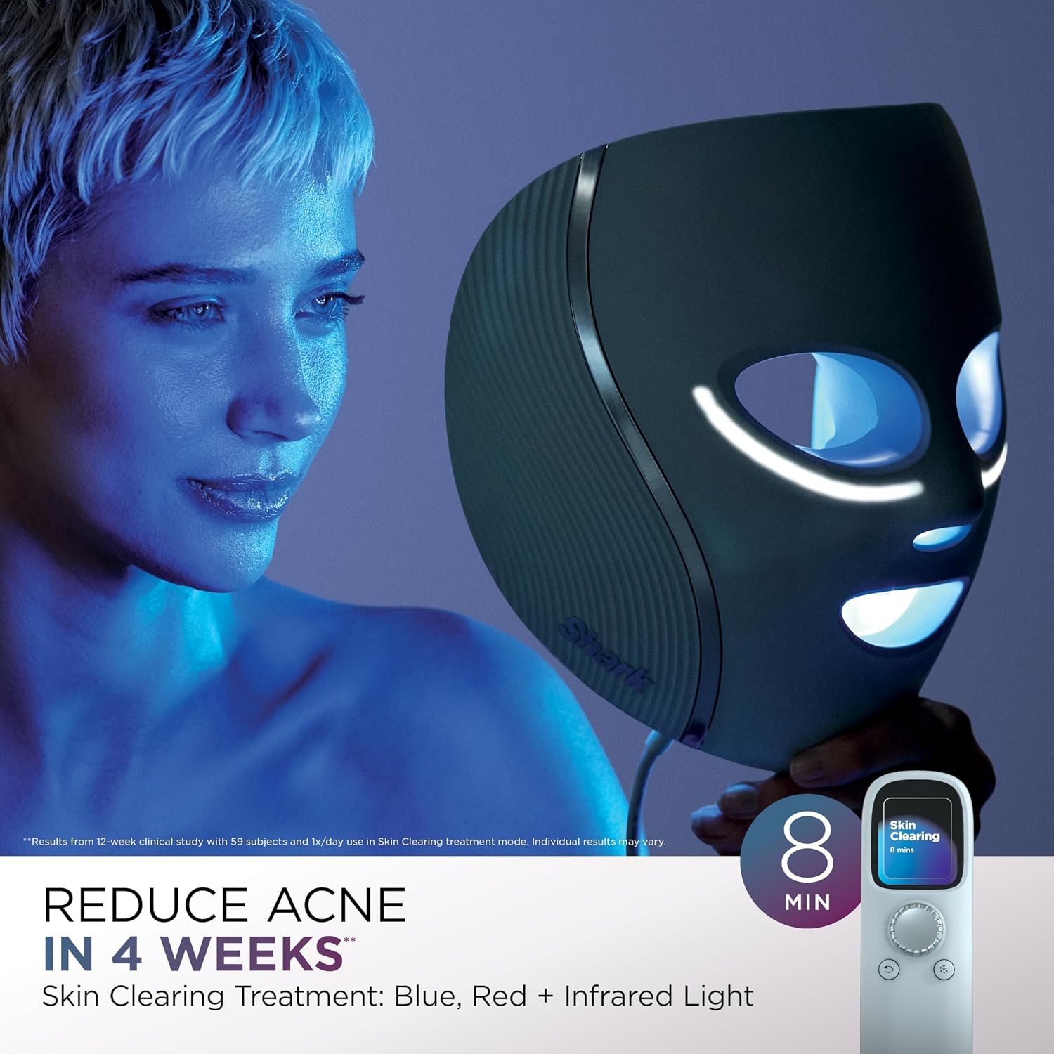 image:imageShark CryoGlow LED Face Mask Red Light Therapy UnderEye Cooling FW312PKBlue Frost