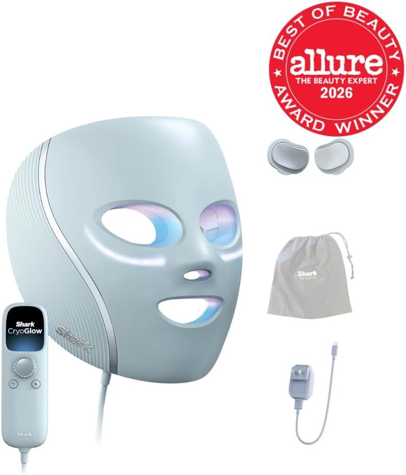 image:imageShark CryoGlow LED Face Mask Red Light Therapy UnderEye Cooling FW312PKBlue Frost