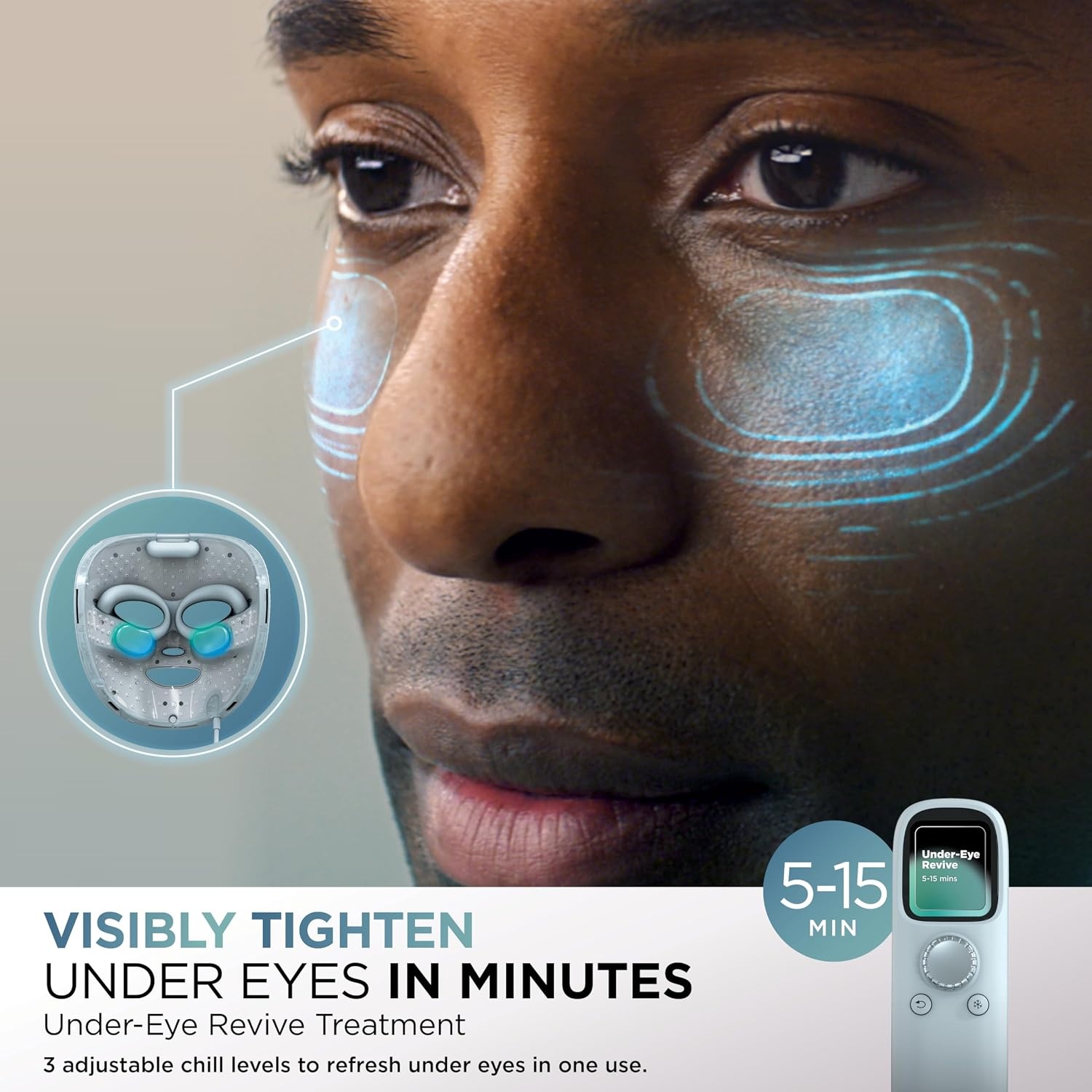 image:imageShark CryoGlow LED Face Mask Red Light Therapy UnderEye Cooling FW312PKBlue Frost