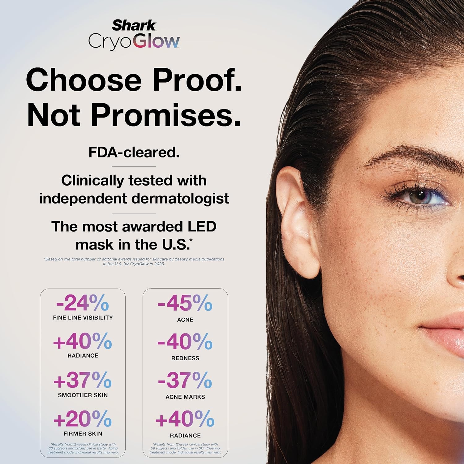 image:imageShark CryoGlow LED Face Mask Red Light Therapy UnderEye Cooling FW312PKBlue Frost