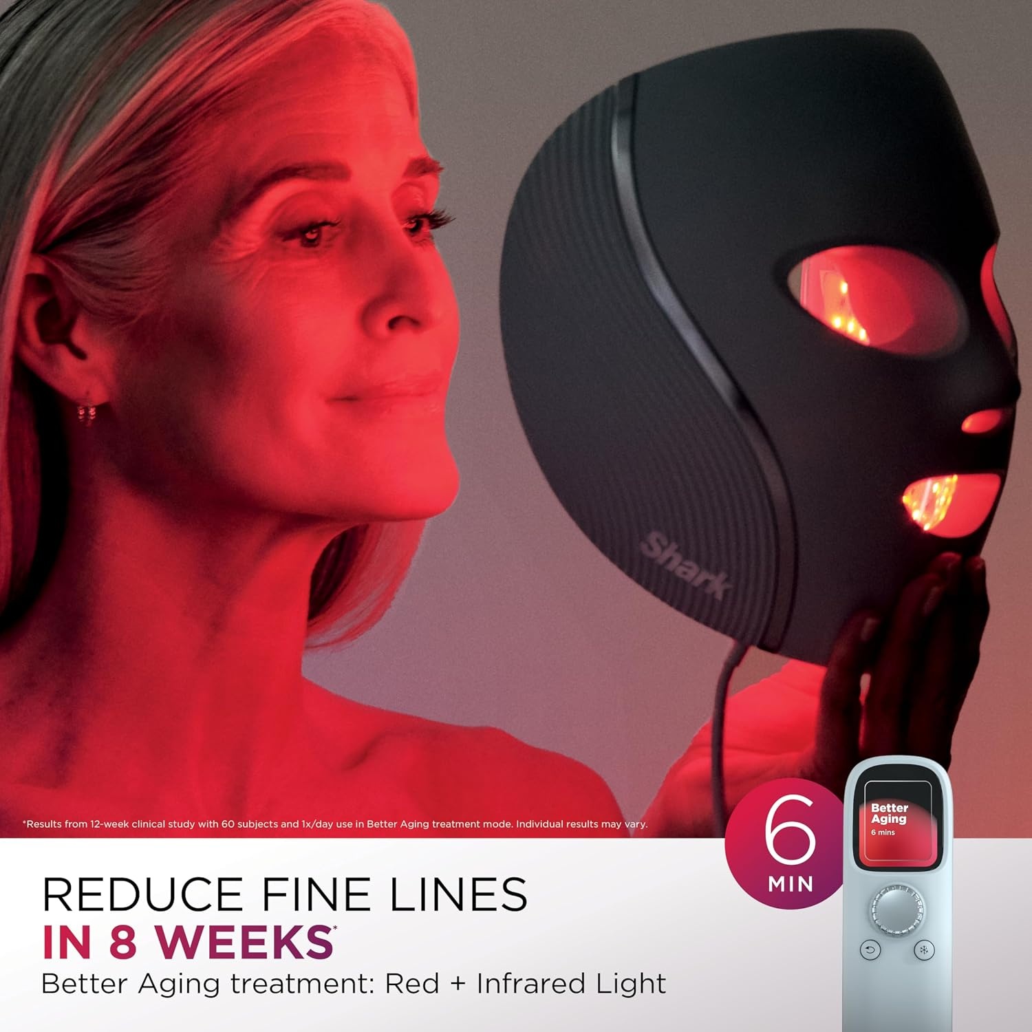 image:imageShark CryoGlow LED Face Mask Red Light Therapy UnderEye Cooling FW312PKLilac Chill