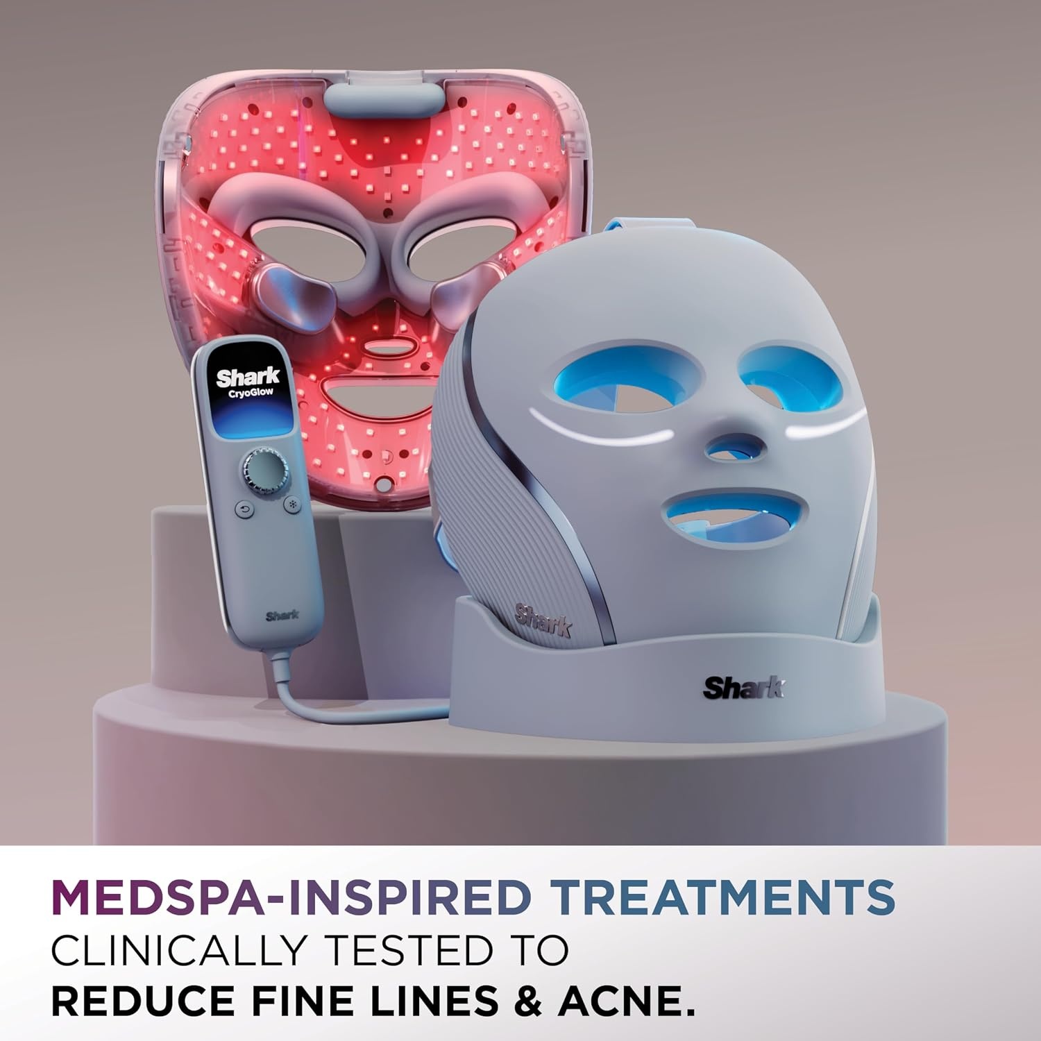 image:imageShark CryoGlow LED Face Mask Red Light Therapy UnderEye Cooling FW312PKLilac Chill