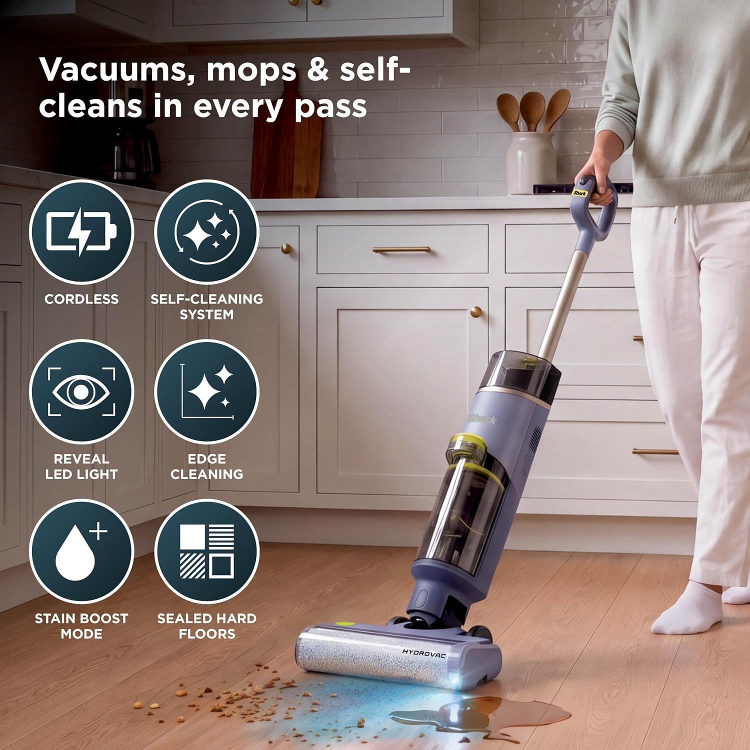 image:imageShark HydroVac Reveal Cordless Vacuum Mop and SelfClean Sage WD322BRNLilac