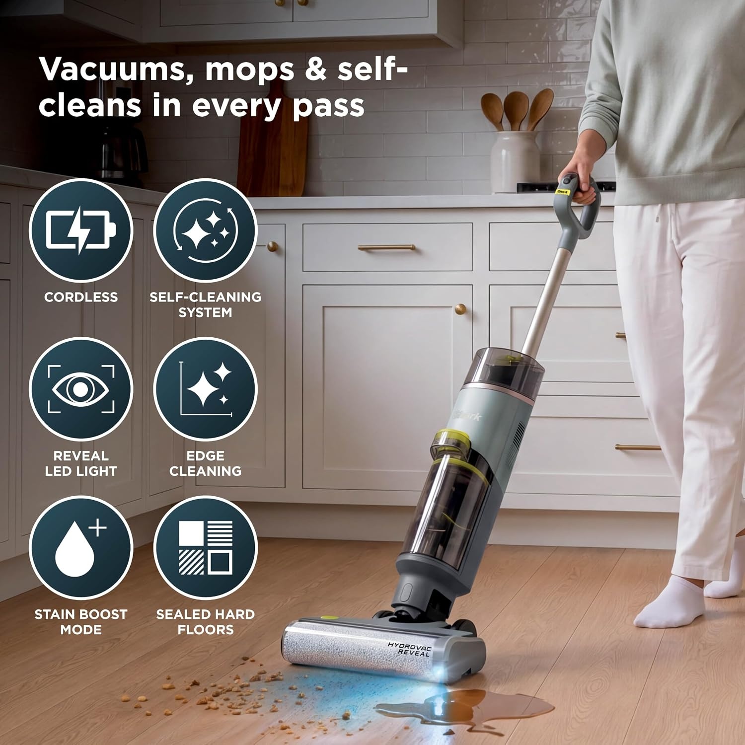 image:imageShark HydroVac Reveal Cordless Vacuum Mop and SelfClean Sage WD322BRNSage