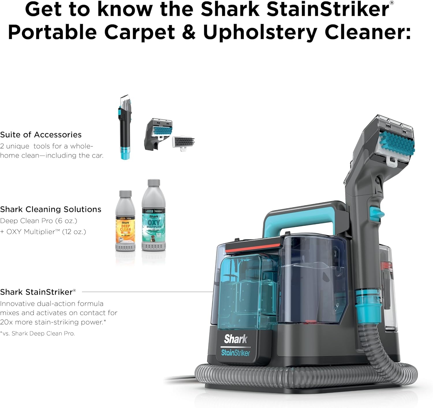 image:imageShark StainStriker Portable CarpetUpholstery Cleaner 4 Tools PX202BRNStainStriker 2 Tools