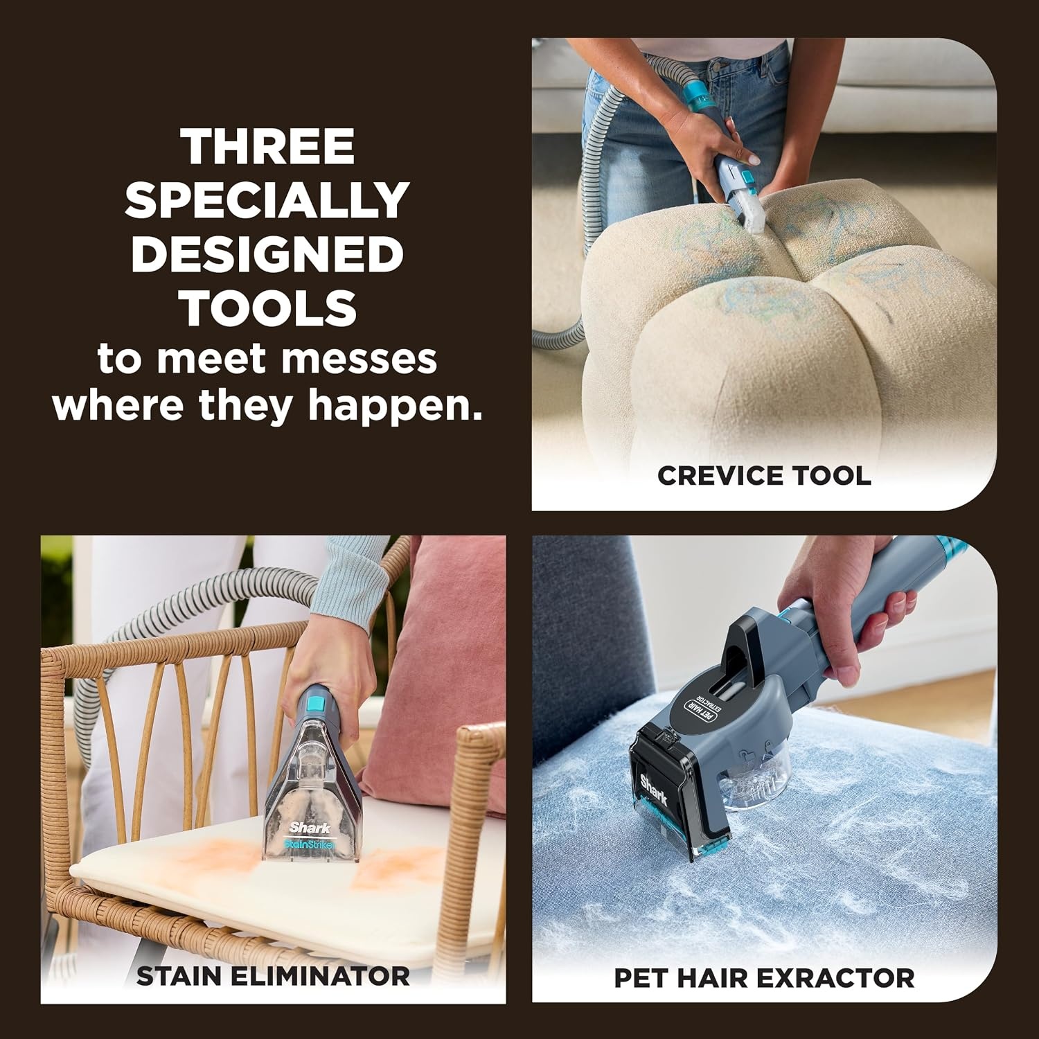 image:imageShark StainStriker Portable CarpetUpholstery Cleaner 4 Tools PX202BRNStainStriker 3 Tools XL Cleaning Solutions