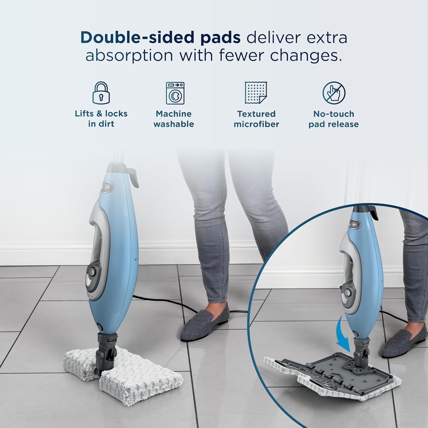 image:imageShark Steam Pocket Mop with 2 Washable Doublesided Pads Purple S3501Steam LiftAway Premium