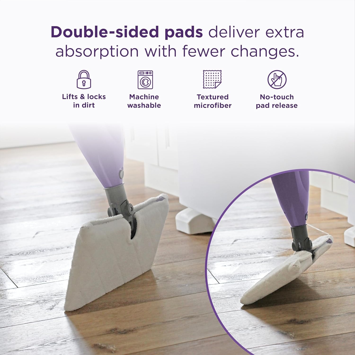 image:imageShark Steam Pocket Mop with 2 Washable Doublesided Pads Purple S3501Steam Pocket Essentials