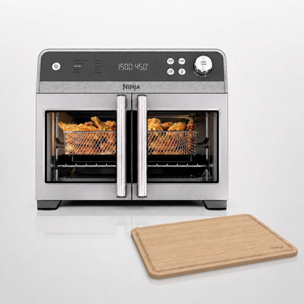 image:imageNinja French Door Premier Air Fry Oven with Cutting Board Steel FO103Silver Cutting Board