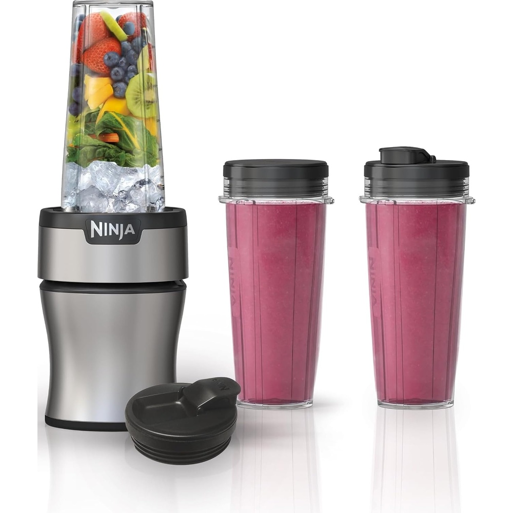 image:imageNinja NutriPlus Personal Blender 900PW 3 20oz Cups Pink BN301PKBRNPush to blend  3 cups Silver