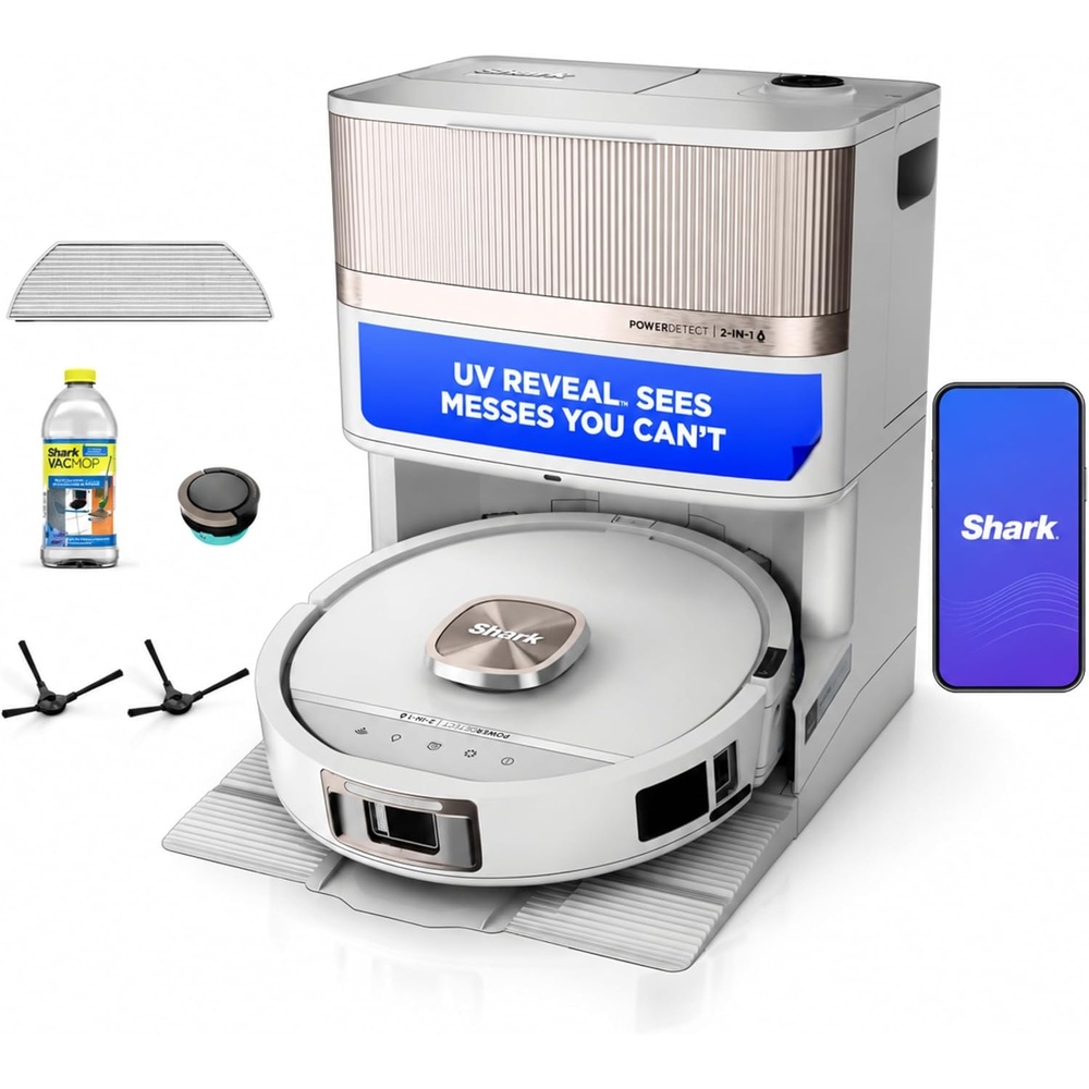 image:imageShark PowerDetect UV Reveal Robot Vacuum amp Mop 60Day Self Empty AV3000XEWhite